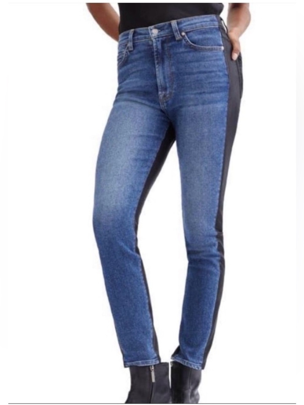 Express High Rise Two Tone Ankle Skinny Jeans Size 27